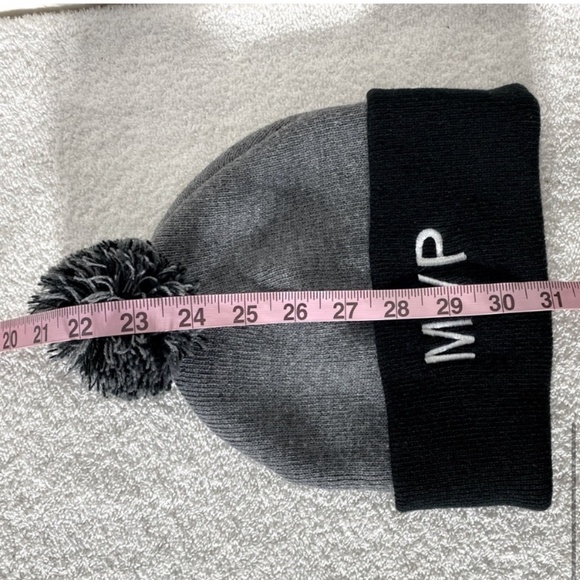 5/$25 MVP Embroidered Black & Grey Toque Beanie With Pom Pom - Picture 7 of 8